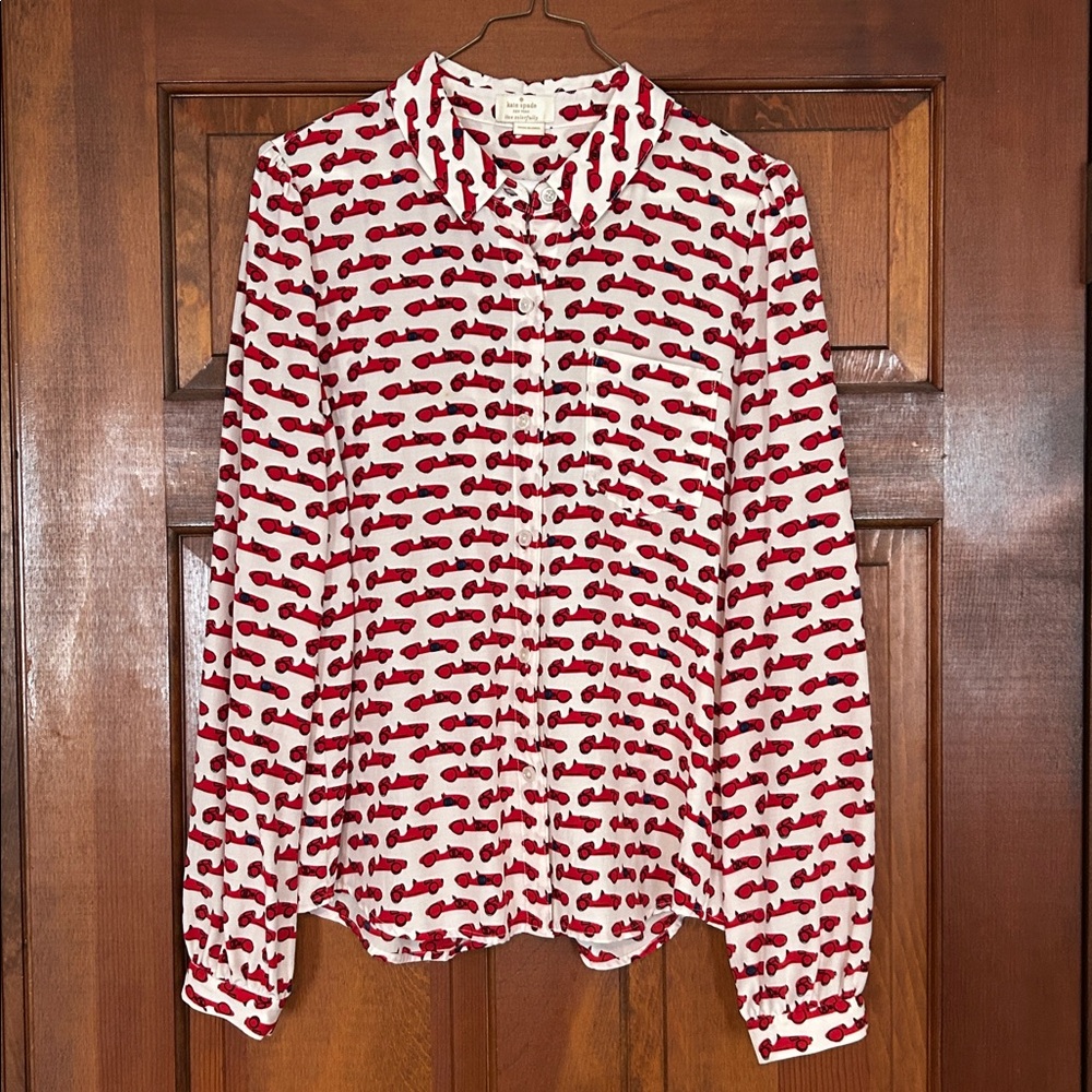 Rare Kate Spade 🚗 car print blouse